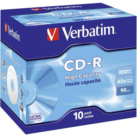 Verbatim 43428, DataLife, 800 Extra Protection, 90min., CD-R, 12cm, bez možnosti potisku, jewel box, Standard, 40x, 10-pack, pro a