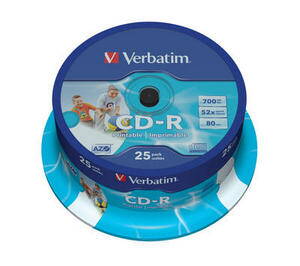 CD-R Verbatim DLP 80min. 52x Printable 25-cake 43439