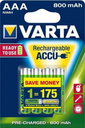 Nabíjecí baterie Varta R03 AAA 800mAh Ready2Use - cena za 4ks