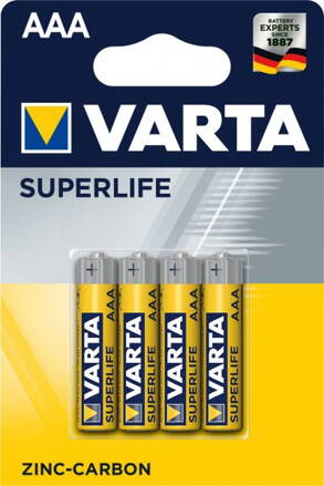 Baterie Varta AAA 1,5V R03 mikrotužkové SUPERLIFE - blister - cena za 4ks