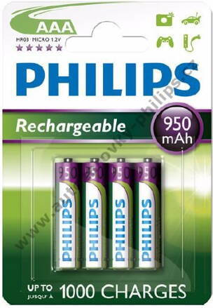 950mAh AAA Philips 1,2V NiMH - cena za 4ks