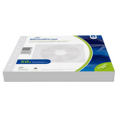 Obal na 2CD/DVD do kroužkového pořadače bílý 50pack - BOX60