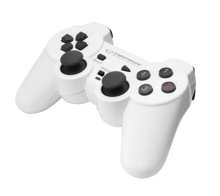 Gamepad Esperanza TROOPER EGG107W pro PC, PS3, USB 2.0, vibrační - černo-bílý