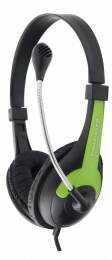 Sluchátka s mikrofonem a ovládáním hlasitosti Esperanza EH158G ROOSTER zelená