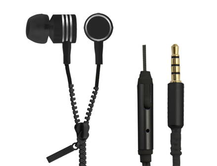 Sluchátka do uší - špunty s mikrofonem, Esperanza ZIPPER EH161K, černá