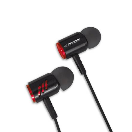 Sluchátka do uší - špunty s mikrofonem Esperanza EH207KR - černo-červená - METAL