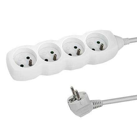 Prodlužovací šňůra 230V CEE7 (vidlice)-zásuvka 4x, 1,5m, VDE approved, bílá ELK205W