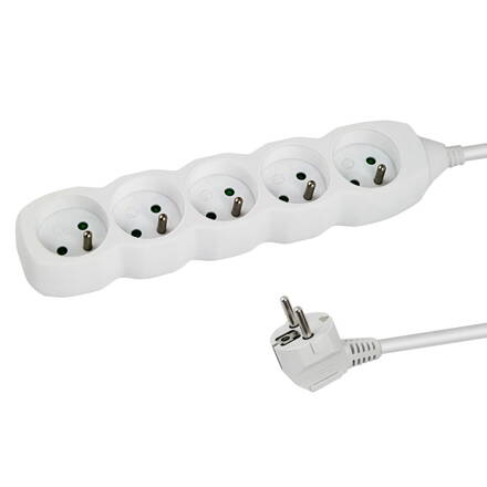 Prodlužovací šňůra 230V CEE7 (vidlice)-zásuvka 5x, 1,5m, VDE approved, bílá ELK207W