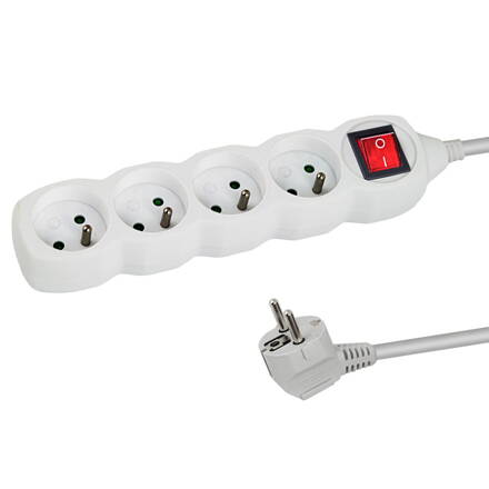 Prodlužovací šňůra s vypínačem 230V CEE7 (vidlice)-zásuvka 4x, 1,5m, VDE approved, bílá ELK212W