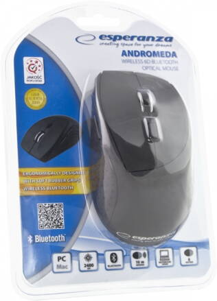 Bluetooth bezdrátová myš Esperanza EM123K ANDROMEDA, 1000/2400 DPI, 6 tlač., černá