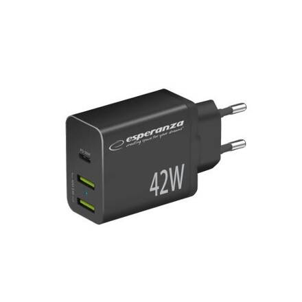Síťová nabíječka EZC106K Esperanza 42W USB-C 30W / 2x USB-A  12W