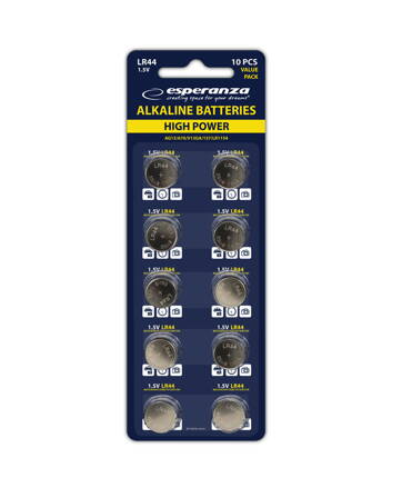  Alkalická knoflíková baterie Esperanza LR44,AG13 1,5V 10pack - EZB109