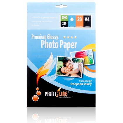 Fotopapír PrintLine A4 Premium glossy 230g/m2, lesklý, 20-pack