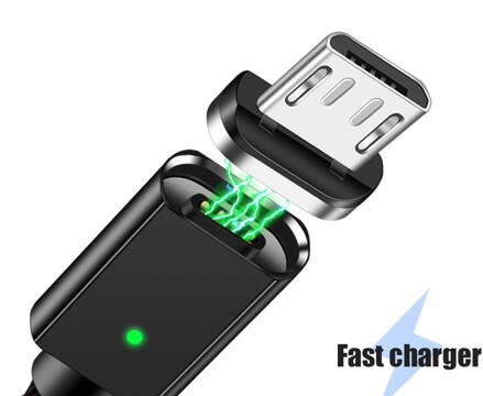 Magnetický kabel USB 2.0 - USB-C, 1m, opletený