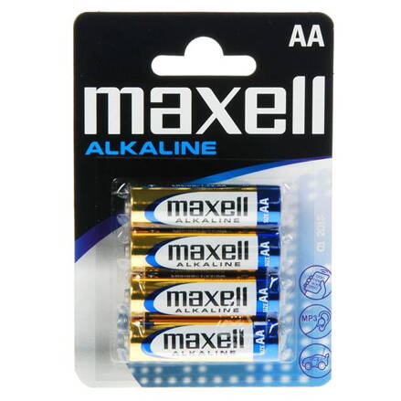 Baterie alkalická, AA, 1.5V, LR6, Maxell, blistr, 4-pack, cena za 1ks
