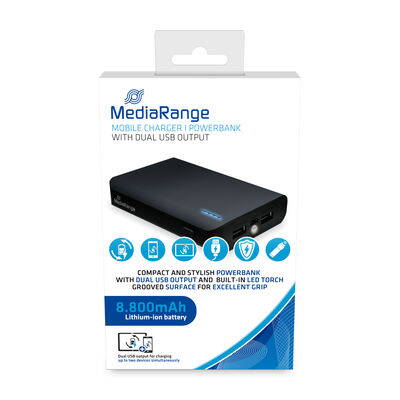 Power Bank Mediarange 8.800mAh Li-ion, 5V, 2x USB-A, MR752