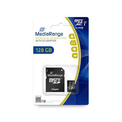 Secure Digital Card 128GB micro Mediarange Class 10 + SD adapter MR945