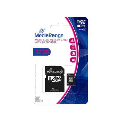 Secure Digital Card 32GB micro Mediarange Class 10 + SD adapter MR959