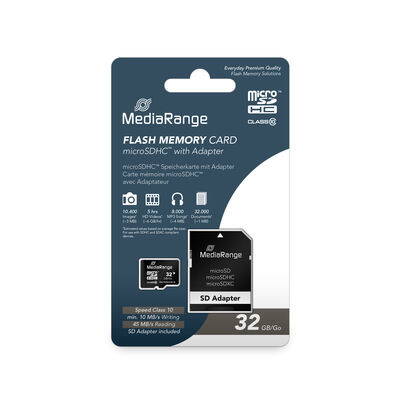 Secure Digital Card 32GB micro Mediarange Class 10 + SD adapter MR959