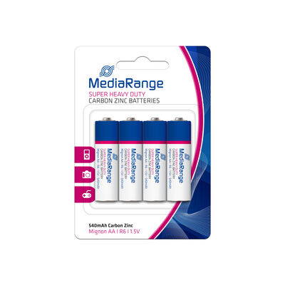 Baterie Mediarange AA 1,5V Zinc-Carbon 540mAh MRBAT144 - cena za 4ks baterií