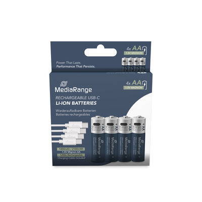 Nabíjecí baterie MediaRange USB-C Li-Ion, AA I 1.5V I 1400mAh, 4-Pack MRBAT161