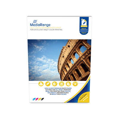Fotografický papír MediaRange DIN A4 pro inkoustové tiskárny, lesklý, 135 g, 100 listů MRINK107