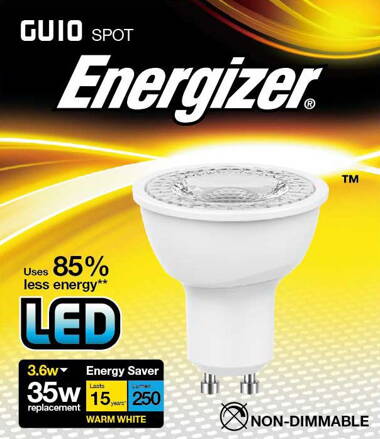 ENERGIZER LED ŽÁROVKA GU10 3,6W ( EQ 35W ) S8821, TEPLÁ BÍLÁ