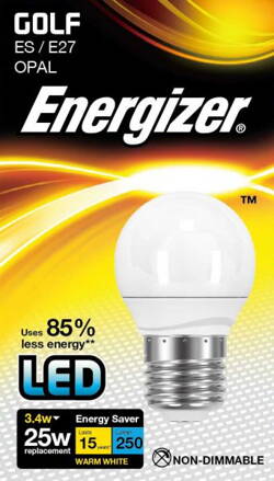 ENERGIZER LED ŽÁROVKA GLOBE 3,4W ( EQ 25W ) E27, S8836, TEPLÁ BÍLÁ