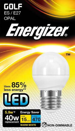 ENERGIZER LED ŽÁROVKA GLOBE 5,9W ( EQ 40W ) E27, S8839, TEPLÁ BÍLÁ