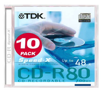 TDK 700 80min., CD-R, 12cm, bez možnosti potisku, jewel box, Standard, 48x, 10-pack, pro archivaci dat