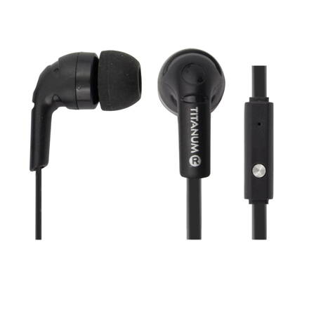 Sluchátka do uší - špunty s mikrofonem, Titanum TH109K, černá