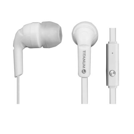 Sluchátka do uší - špunty s mikrofonem, Titanum TH109W, bílá