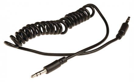 Spirálový stereo audio kabel s jackem, zástrčka 3,5 mm - zástrčka 3,5 mm, 1,00 m, černý