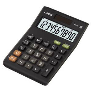 Casio Kalkulačka MS 10 B S, černá, stolní s převodem měn, výpočtem DPH,% včetně zisku