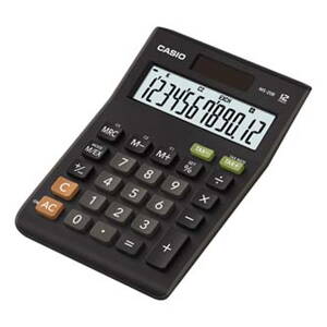Casio Kalkulačka MS 20 B S, černá, stolní s výpočtem DPH, dvanáctimístná