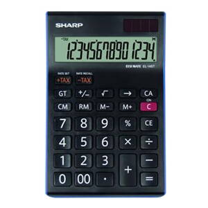 Sharp Kalkulačka EL-145TBL, černo-modrá, stolní, čtrnáctimístná