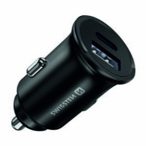 Adaptér do auta SWISSTEN 30W, 2 porty, USB-C, USB-A, Iphone 12