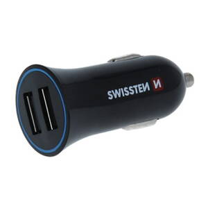 Adaptér do auta SWISSTEN 12W, 2 porty, USB-A, kabel USB-C