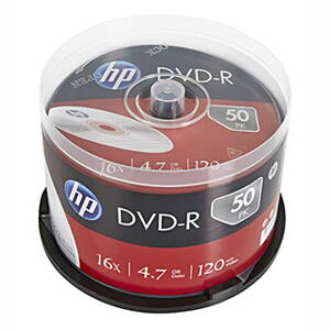 HP DVD-R, DME00025-3, 69316, 50-pack, 4.7GB, 16x, 12cm, cake box, bez možnosti potisku, pro archivaci dat