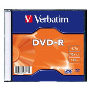 Verbatim DVD-R, 43547, DataLife PLUS, 4.7GB, 12cm, General, Standard, bez možnosti potisku, Matte Silver, slim box, 16x, 20-pack 43359