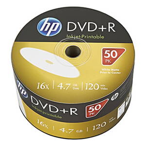 HP DVD+R, DRE00070WIP-3, 50-pack, 4.7GB, 16x, 12cm, bulk, Printable, pro archivaci dat