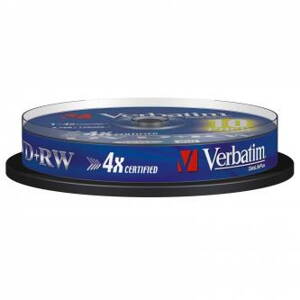 Verbatim DVD+RW, 43488, DataLife PLUS, 10-pack, 4.7GB, 2-4x, 12cm, General, Standard, cake box, Scratch Resistant, bez možnosti po