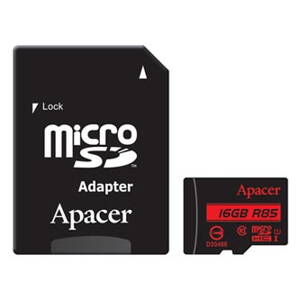 Apacer paměťová karta Secure Digital, 16GB, micro SDHC, AP16GMCSH10U5-R, UHS-I U1 (Class 10), s adaptérem