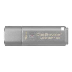 Kingston USB flash disk, USB 3.0 (3.2 Gen 1), 16GB, Data Traveler Locker+ G3, stříbrný, DTLPG3/16GB, USB A, s krytkou