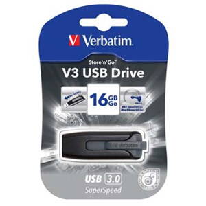 Verbatim USB flash disk, USB 3.0 (3.2 Gen 1), 16GB, V3, Store N Go, černý, 49172, USB A, s výsuvným konektorem