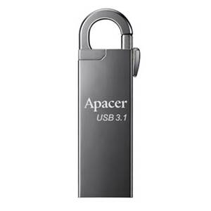 Apacer USB flash disk, USB 3.0 (3.2 Gen 1), 128GB, AH15A, stříbrný, AP128GAH15AA-1, USB A, s karabinkou