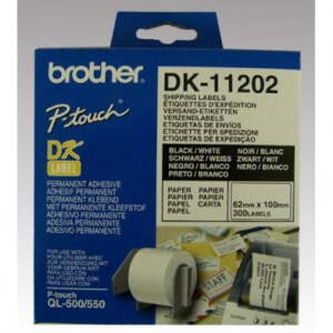 Brother papírové štítky 62mm x 100mm, bílá, 300 ks, DK11202, pro tiskárny řady QL