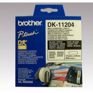 Brother papírové štítky 17mm x 54mm, bílá, 400 ks, DK11204, pro tiskárny řady QL