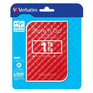 Verbatim externí pevný disk, Store N Go, 2.5", USB 3.0 (3.2 Gen 1), 1TB, 53203, červený