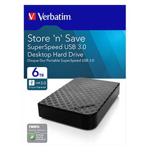 Externí pevný disk, Verbatim, 3.5", StoreNSave, USB 3.0, 47686, blistr, černá
